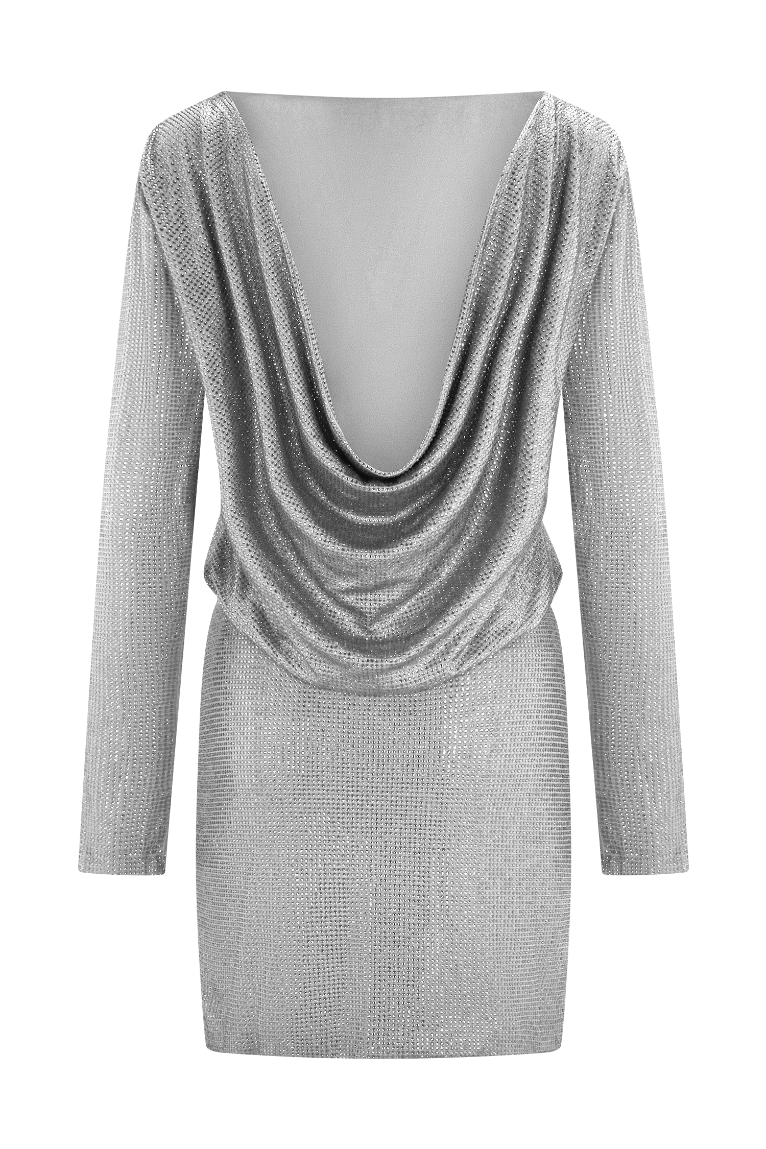 Darius Diamante Cowl Mini Dress - Silver