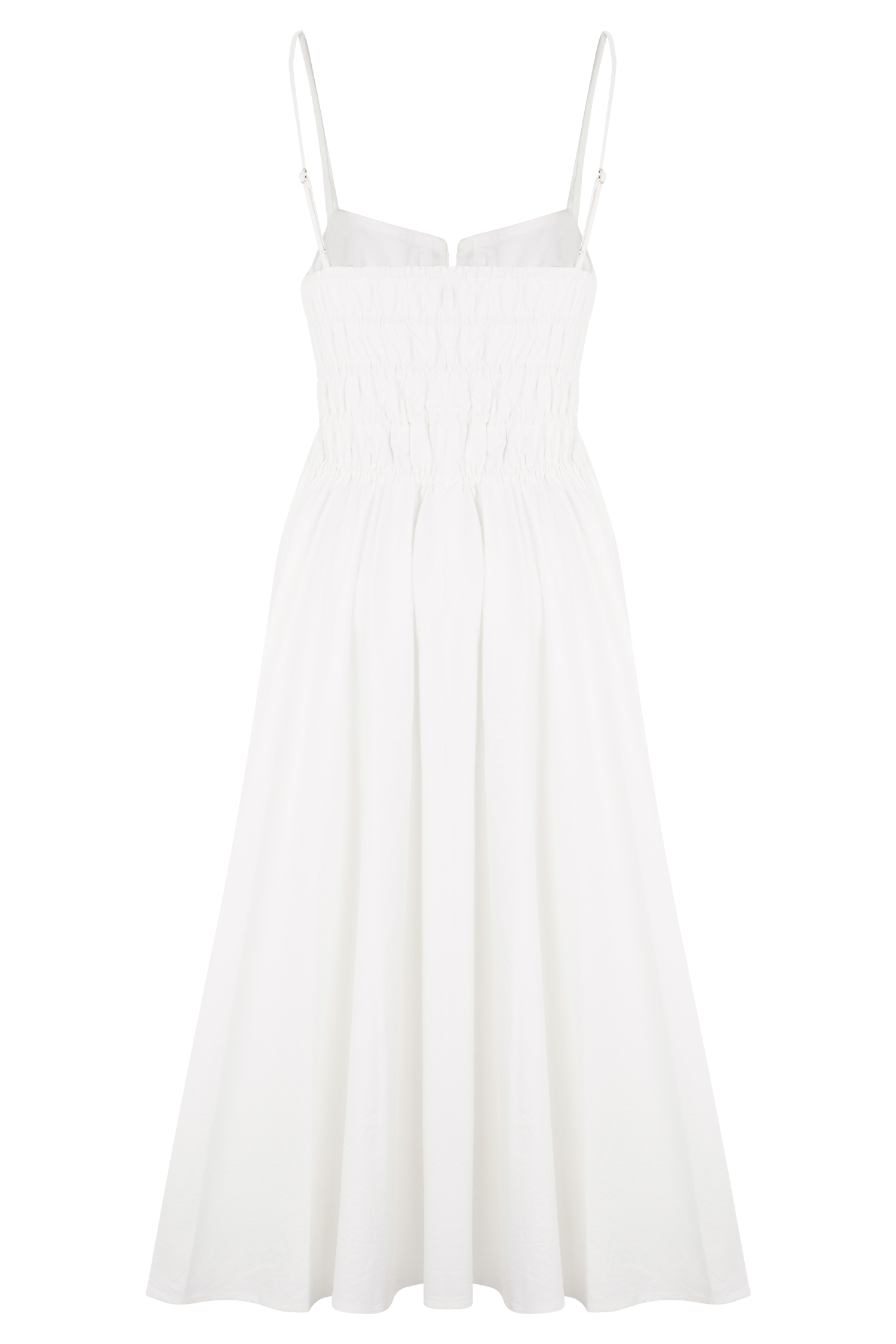 Elias Shirred Cotton Midi Dress - White
