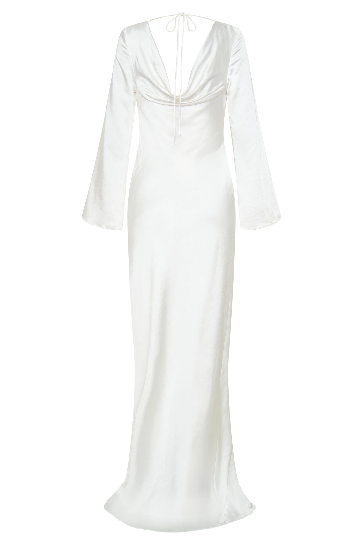 Eliza Long Sleeve Cowl Lace And Satin Maxi Dress - Ivory