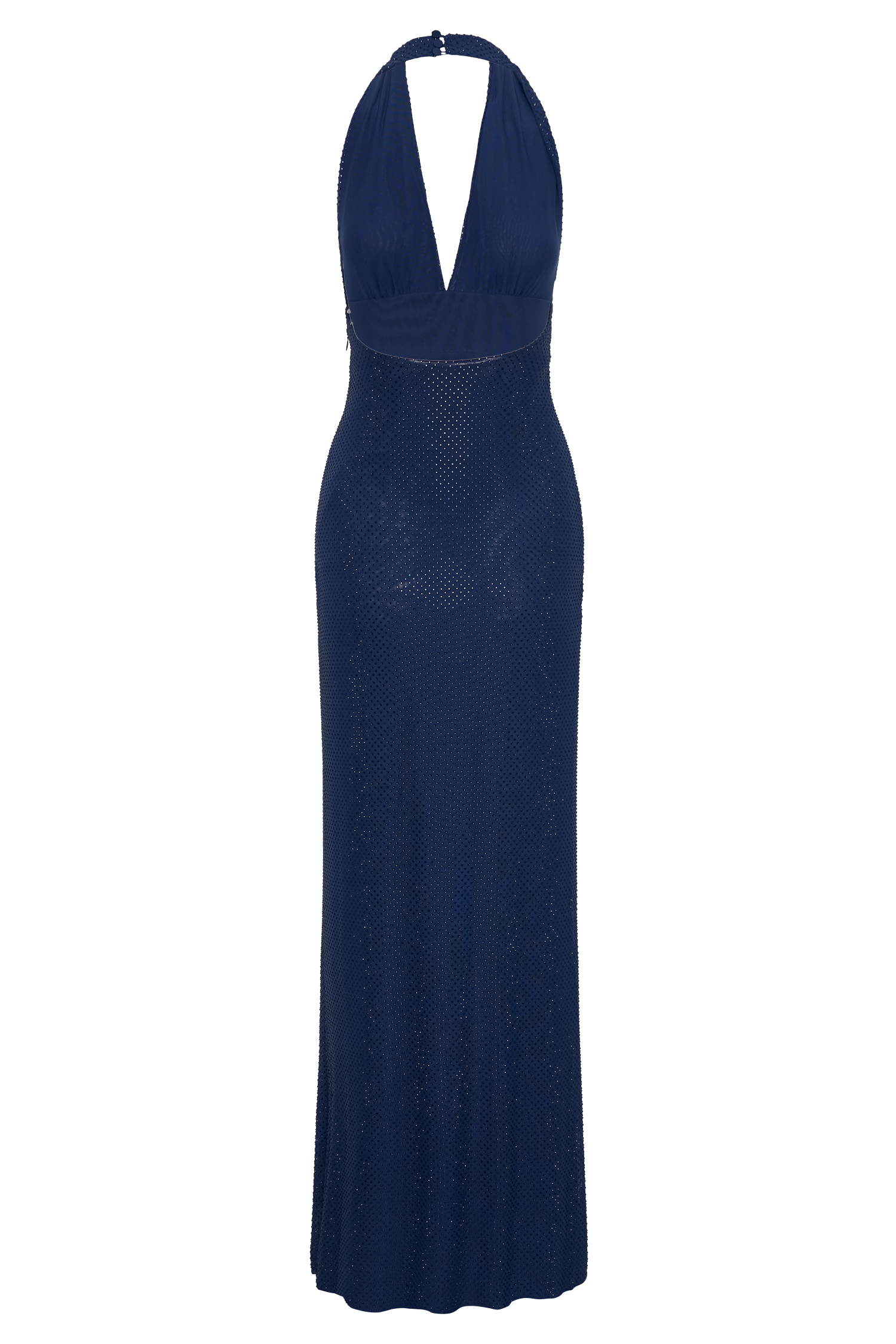 Harriet Halter Neck Diamante Maxi Dress - Navy