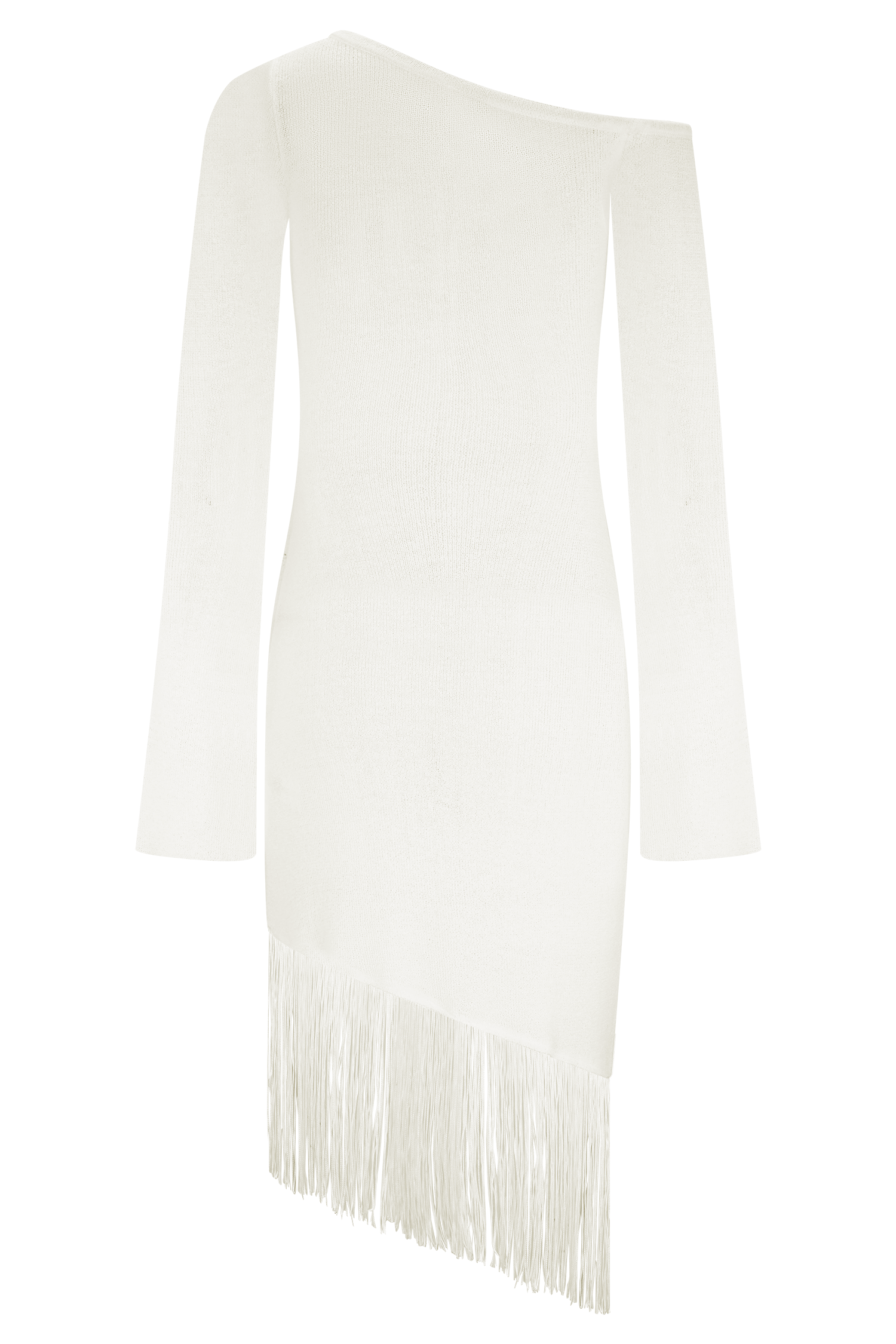 Kayden Fringe Off Shoulder Knit Mini Dress - Ivory