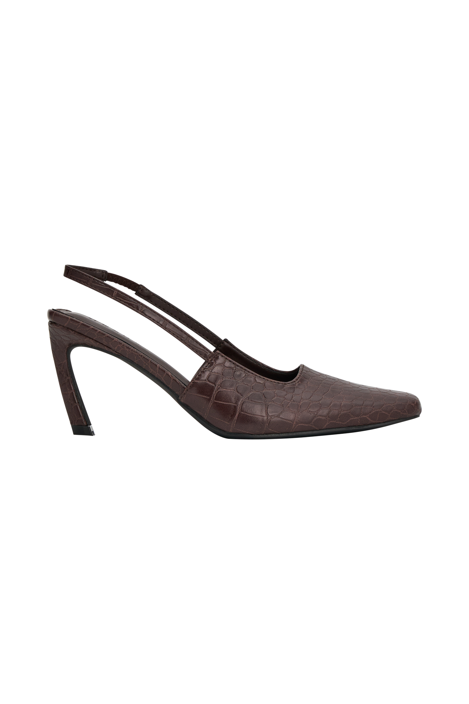 Maren Faux Leather Crocodile Heel - Chocolate
