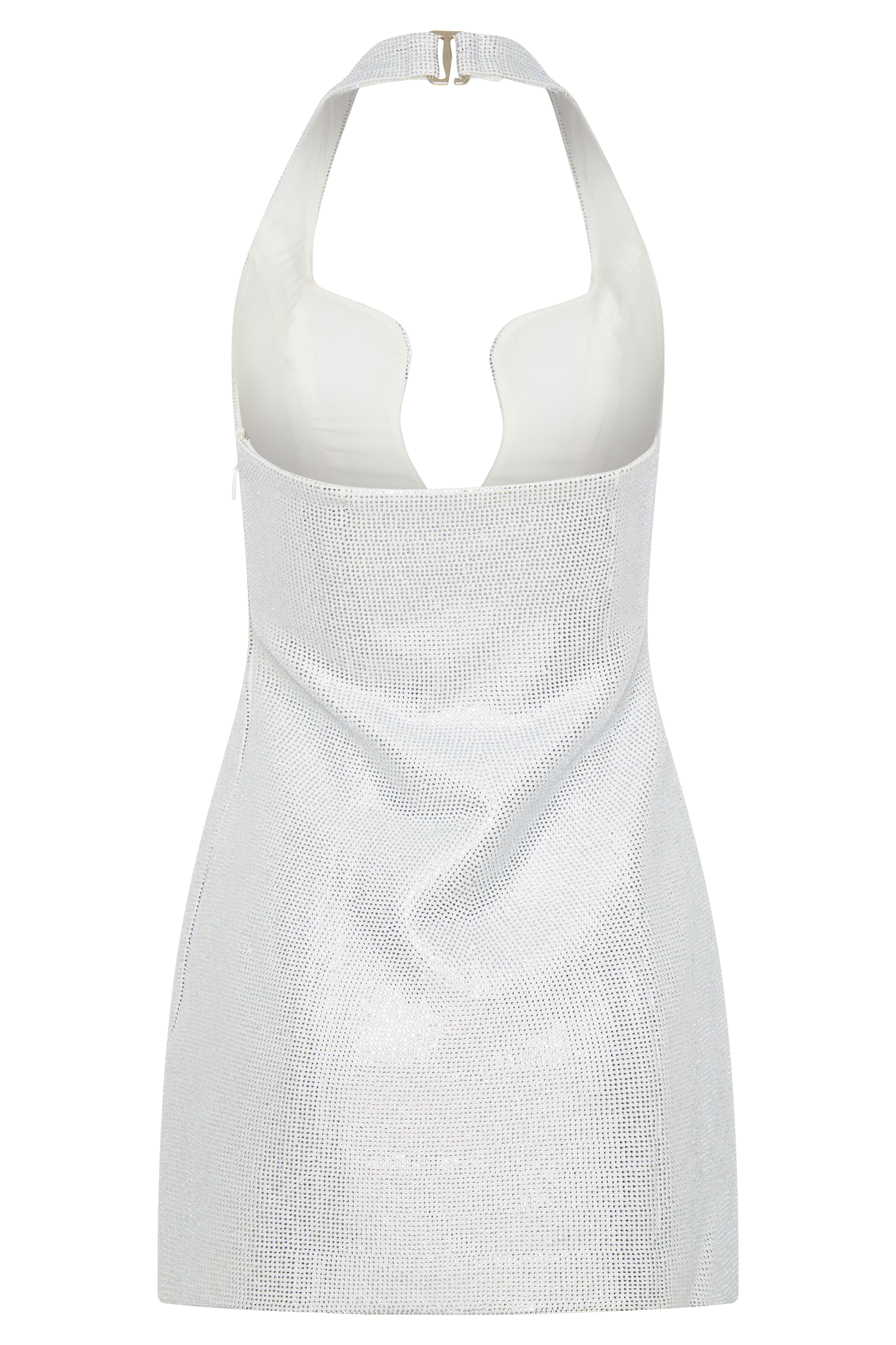 Raina Diamante Halter Mini Dress - White