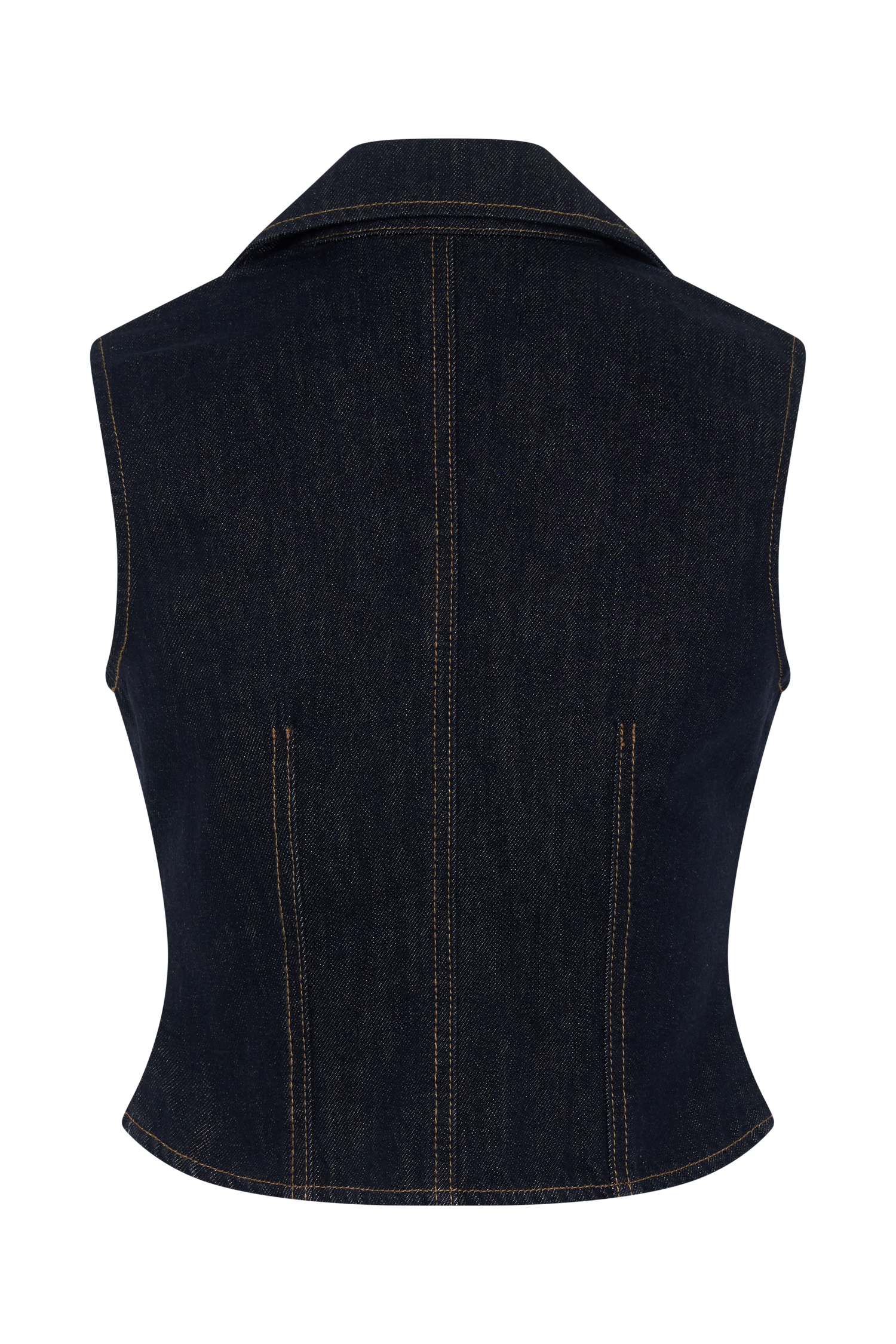 Shona Denim Vest With Decorative Buttons - Washed Indigo Blue