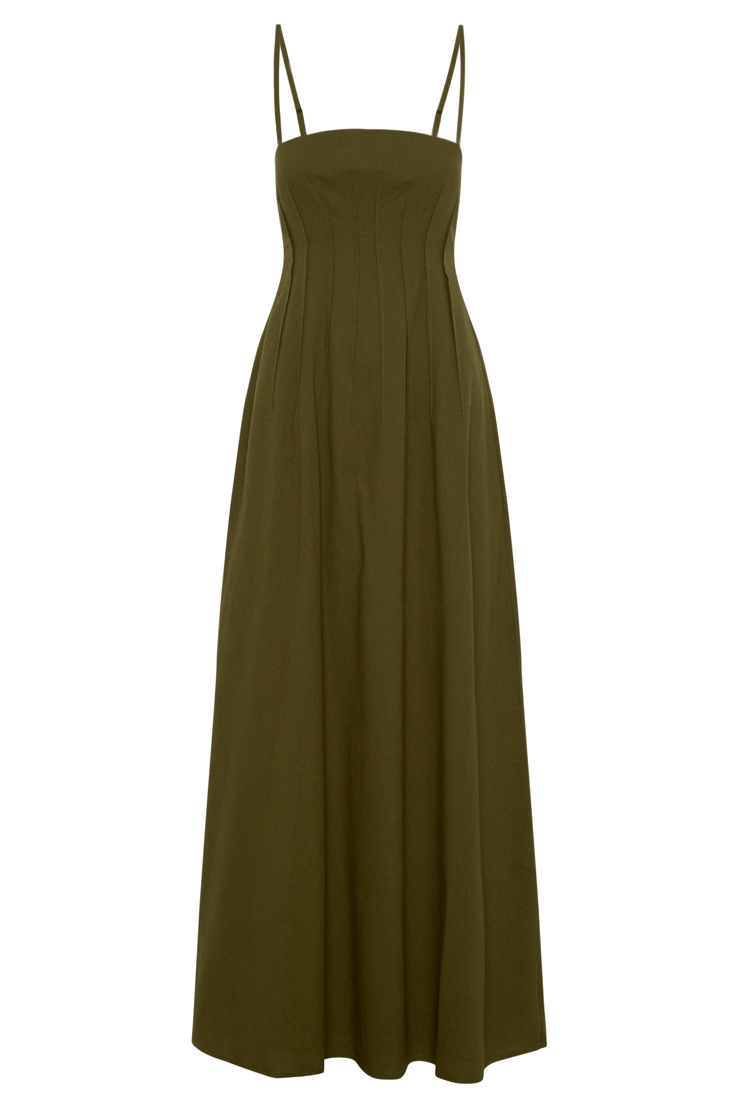 Sofie Pintuck Linen Maxi Dress - Khaki