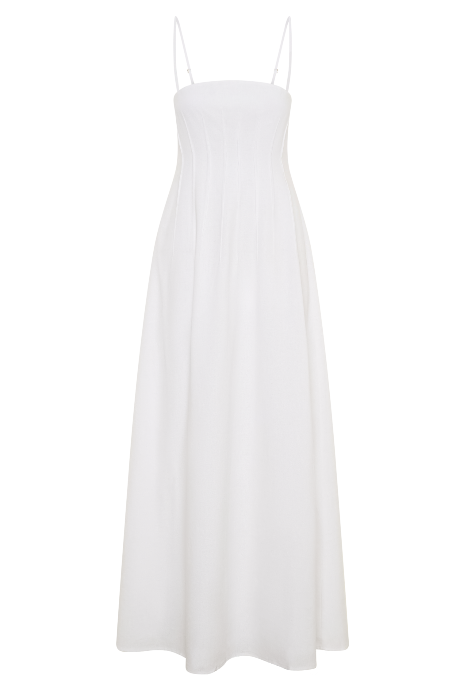 Sofie Pintuck Linen Maxi Dress - White