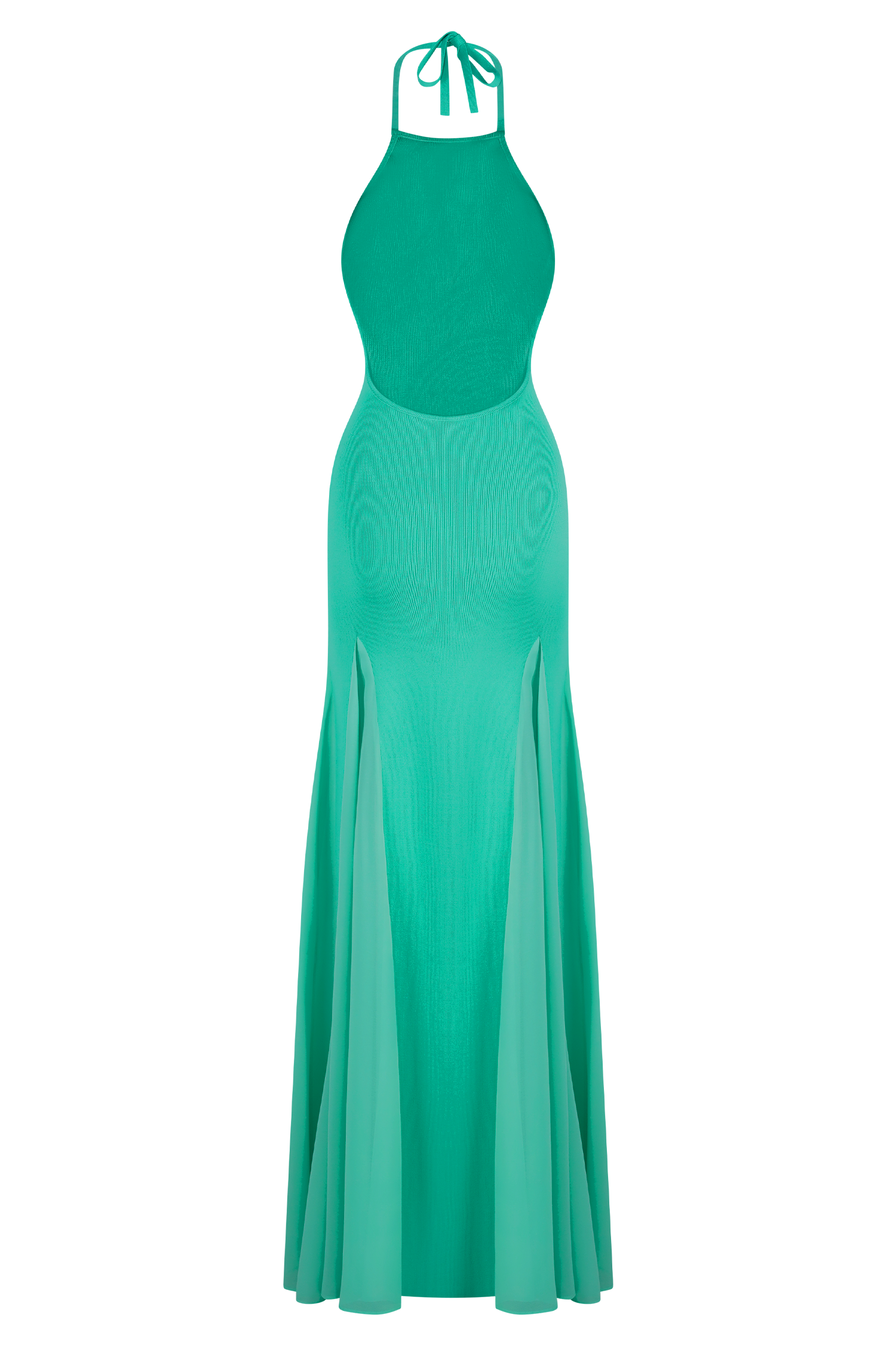 Soleil Knit And Mesh Halter Maxi Dress - Lagoon