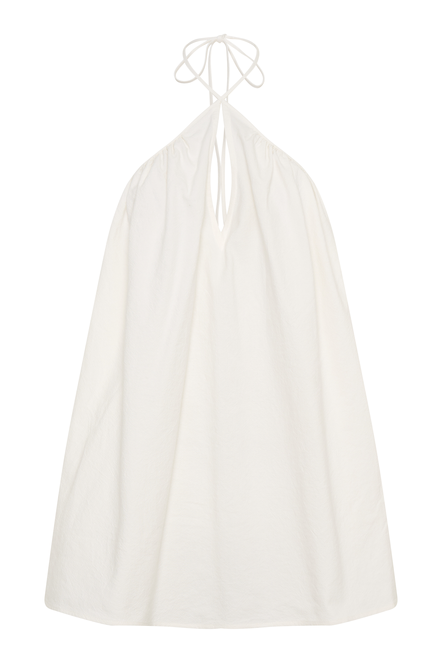 Sonja Keyhole Halter Cotton Mini Dress - White