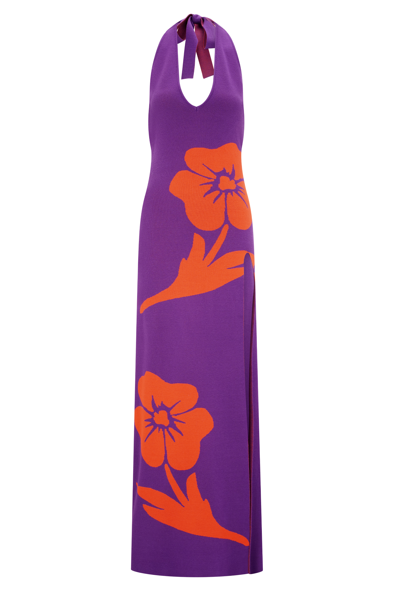 Stacy Knit Halter Maxi Dress - Purple/Red