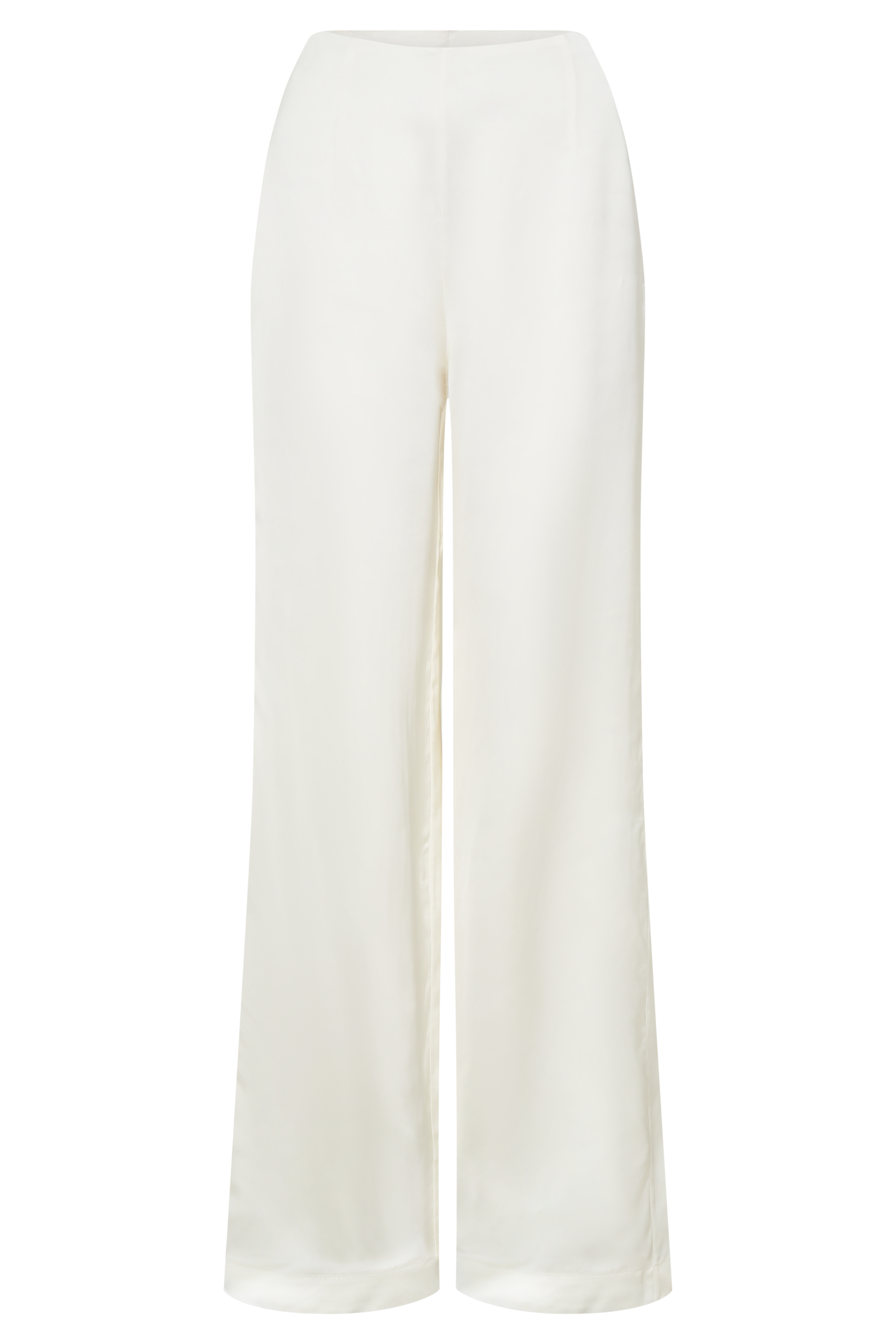 Sydney Straight Leg Satin Pants - Ivory