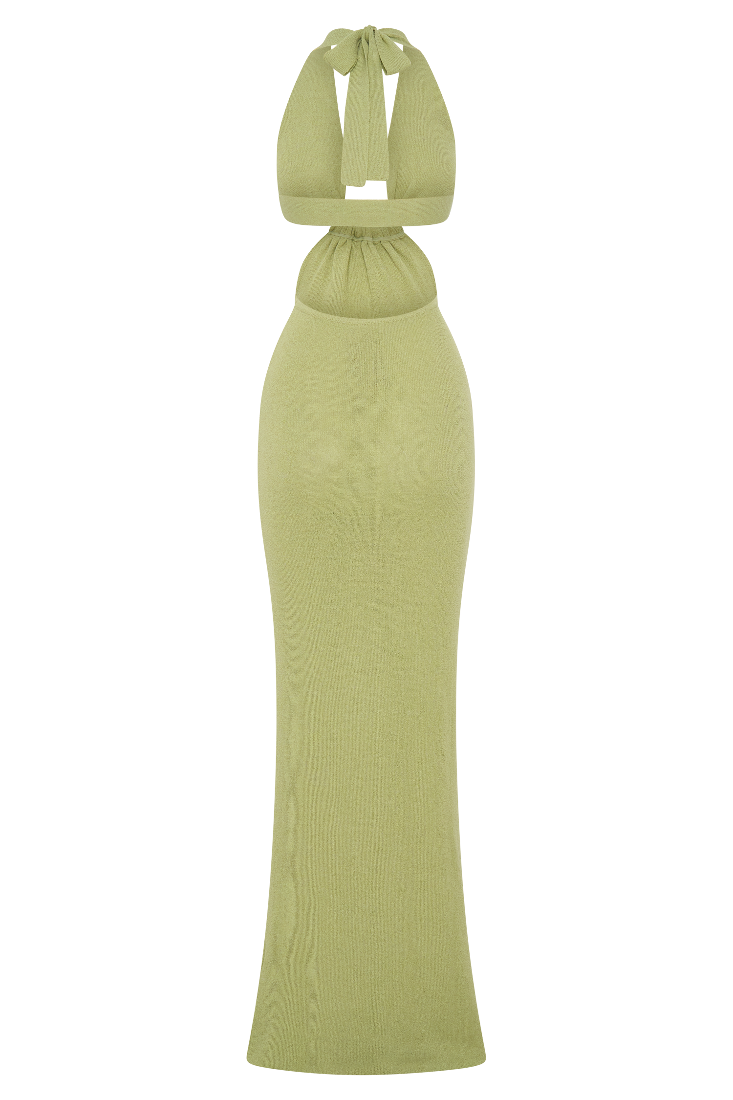 Theresea Halter Knit Maxi Dress - Light Olive