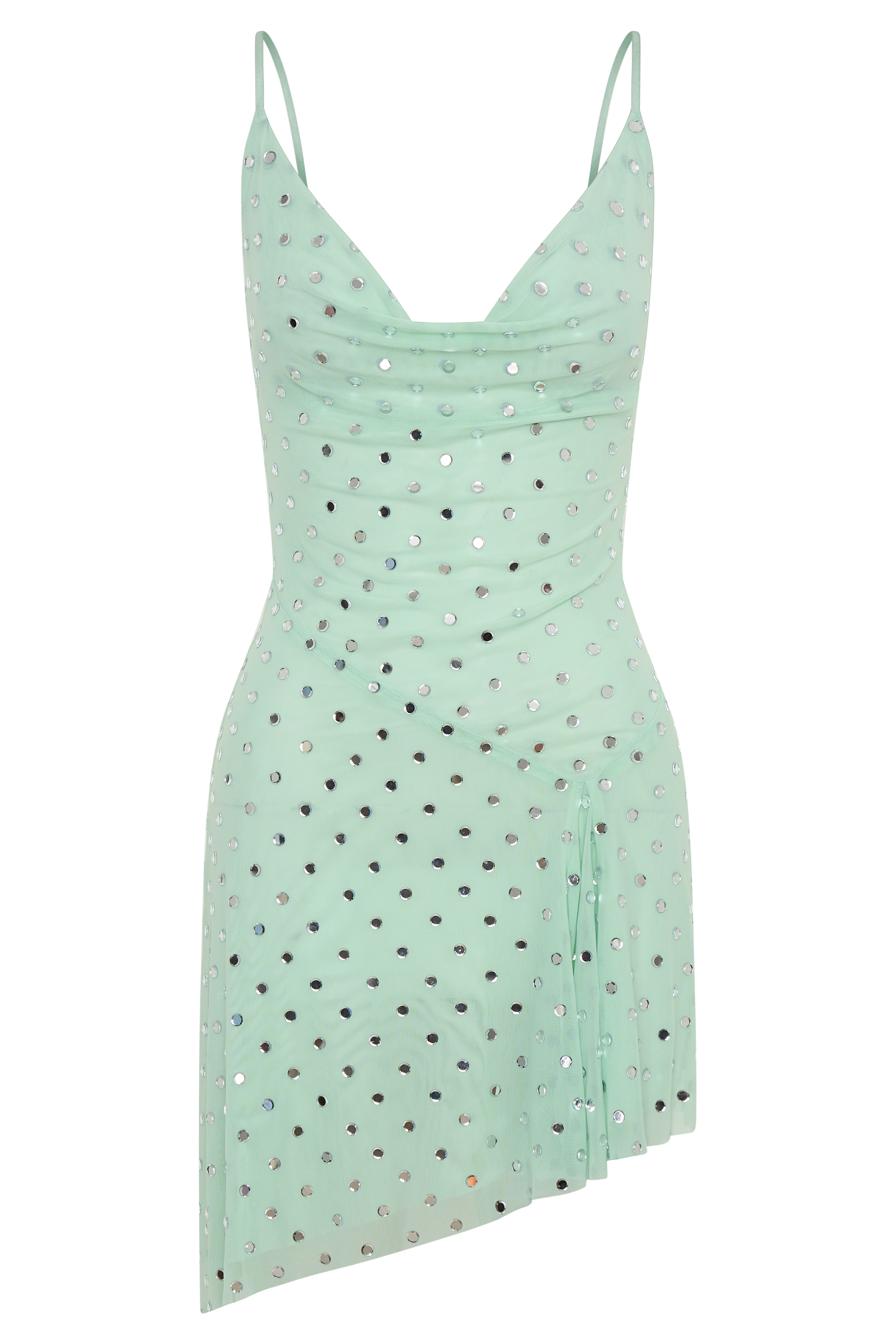 Zahra Diamante Cowl Mini Dress - Mint