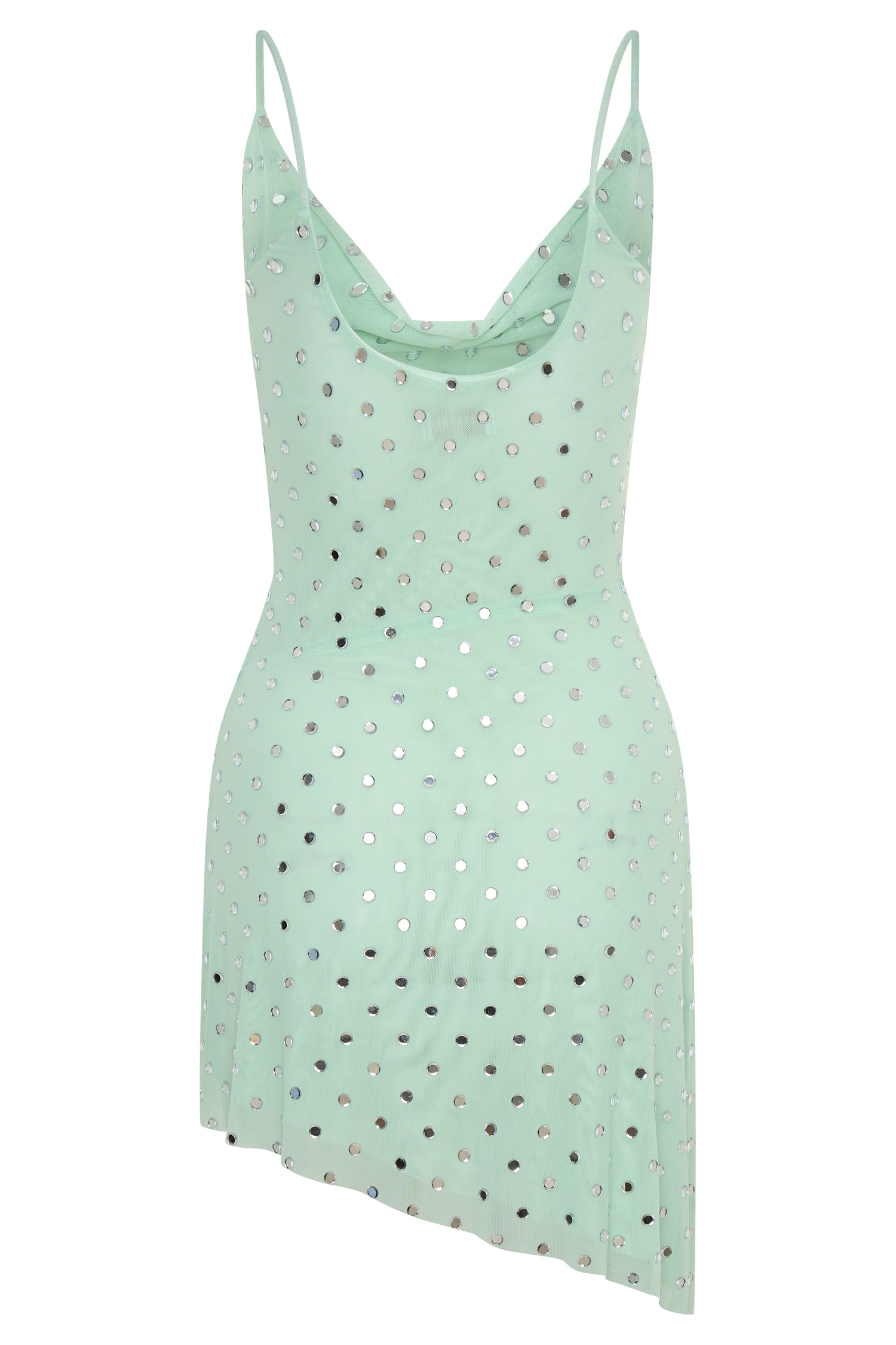 Zahra Diamante Cowl Mini Dress - Mint