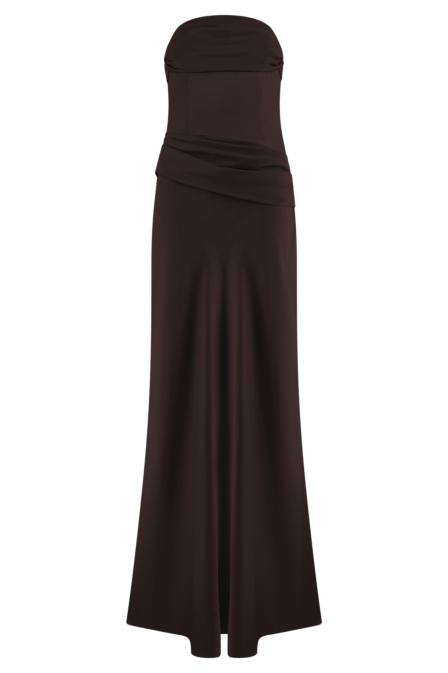 Jasmine Strapless Satin Maxi Dress - Dark Chocolate